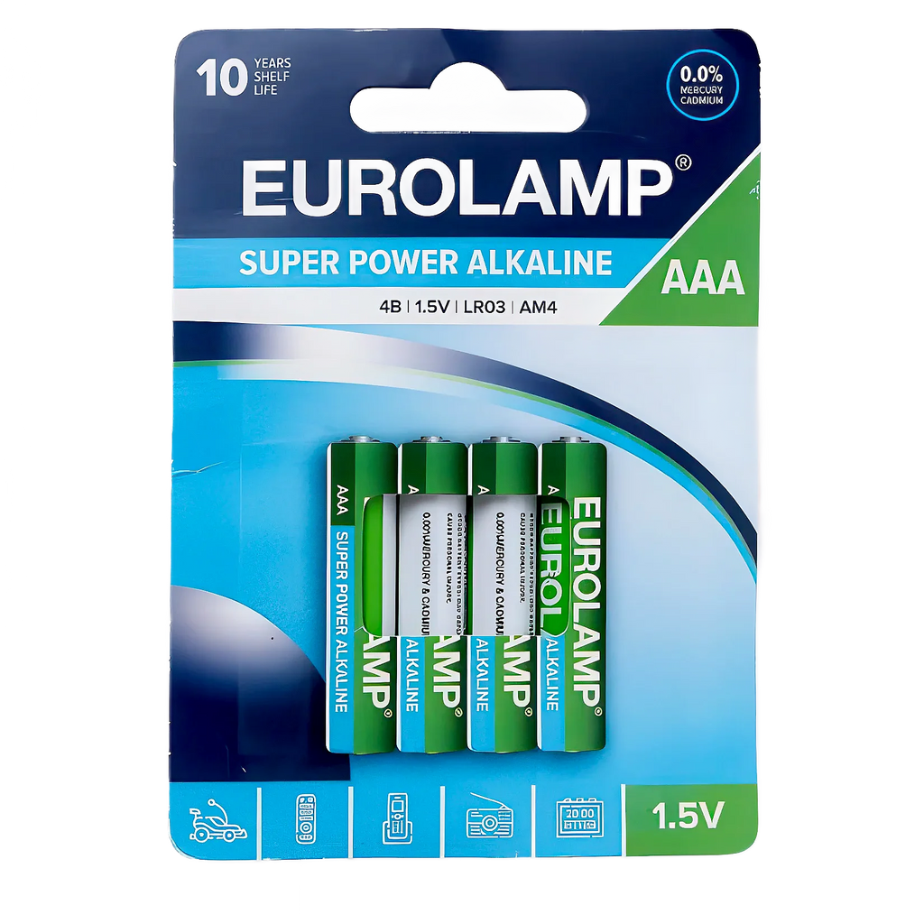 Eurolamp Super Power Alkaline Type AAA Batteries - Pack of 4 - TOYBOX Toy Shop