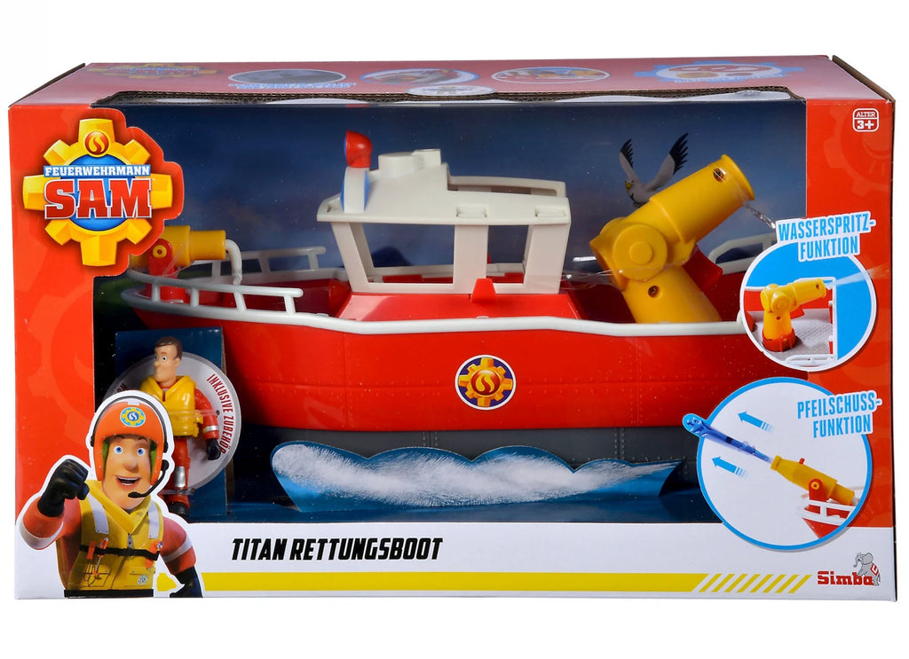 Fireman Sam Titan Fireboat 32 cm with Sam Action Figure - TOYBOX Toy Shop