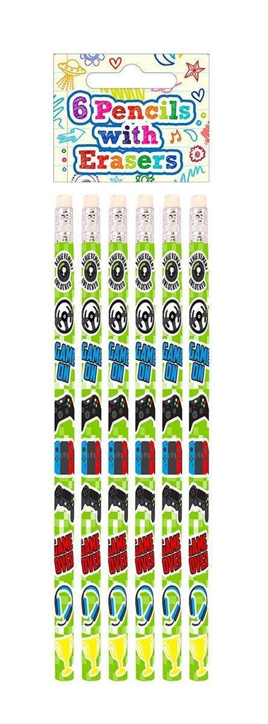Gamer Pencils with Erasers 6 Pieces - TOYBOX Toy Shop