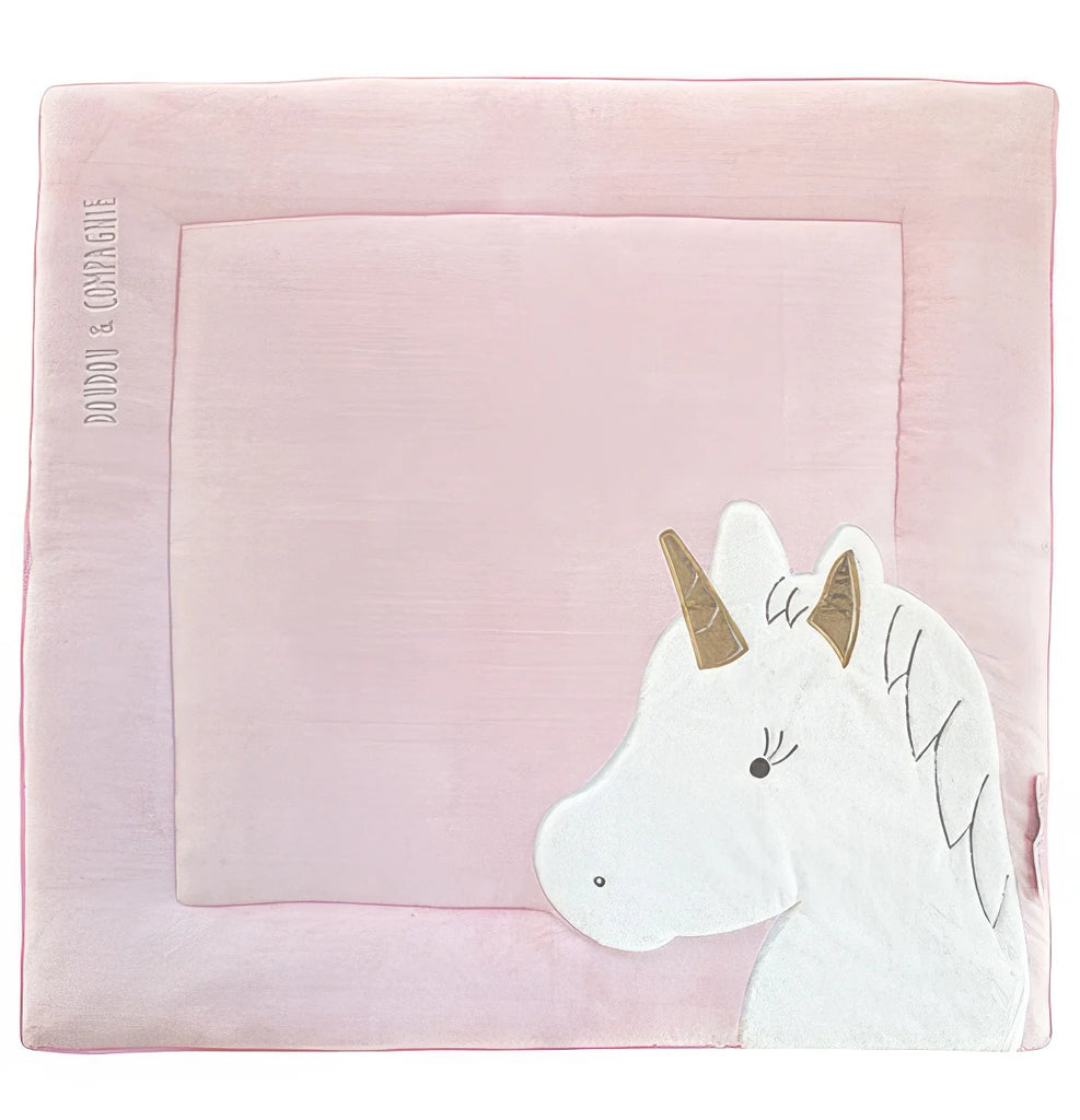 Doudou et Compagnie Bear Playpen Mat, Pink/Gold 100 x 100 cm - TOYBOX Toy Shop