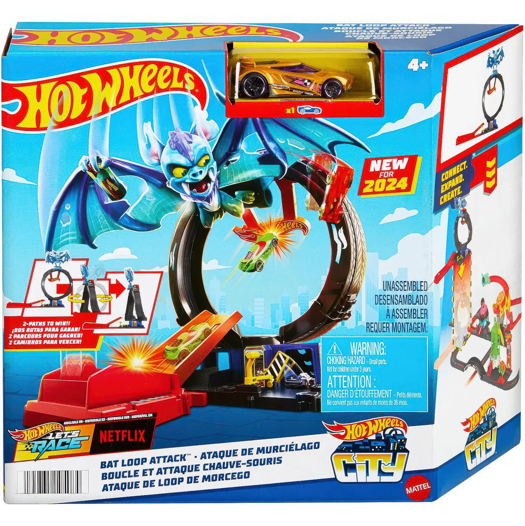 Hot Wheels City Let's Race Netflix - Bat Loop Attack Set - TOYBOX Toy Shop