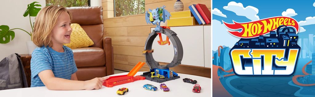 Hot Wheels City Let's Race Netflix - Bat Loop Attack Set - TOYBOX Toy Shop