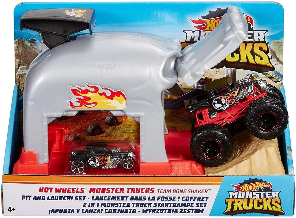 Hot Wheels GKY02 Monster Trucks Pit and Launch Bone Shaker Playset - TOYBOX Toy Shop