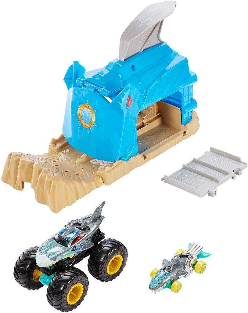 Hot Wheels GKY03 Monster Trucks Pit and Launch Shark Wreak Playset - TOYBOX Toy Shop