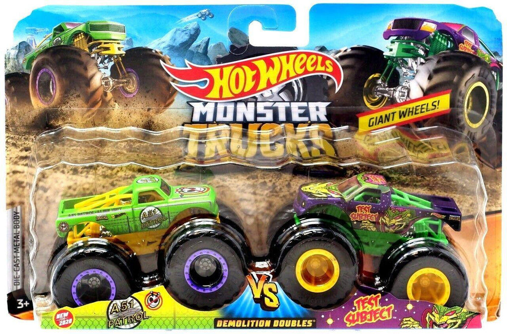 Hot Wheels Monster Trucks Demolition Doubles - A51 Patrol vs Test Subject - TOYBOX Toy Shop