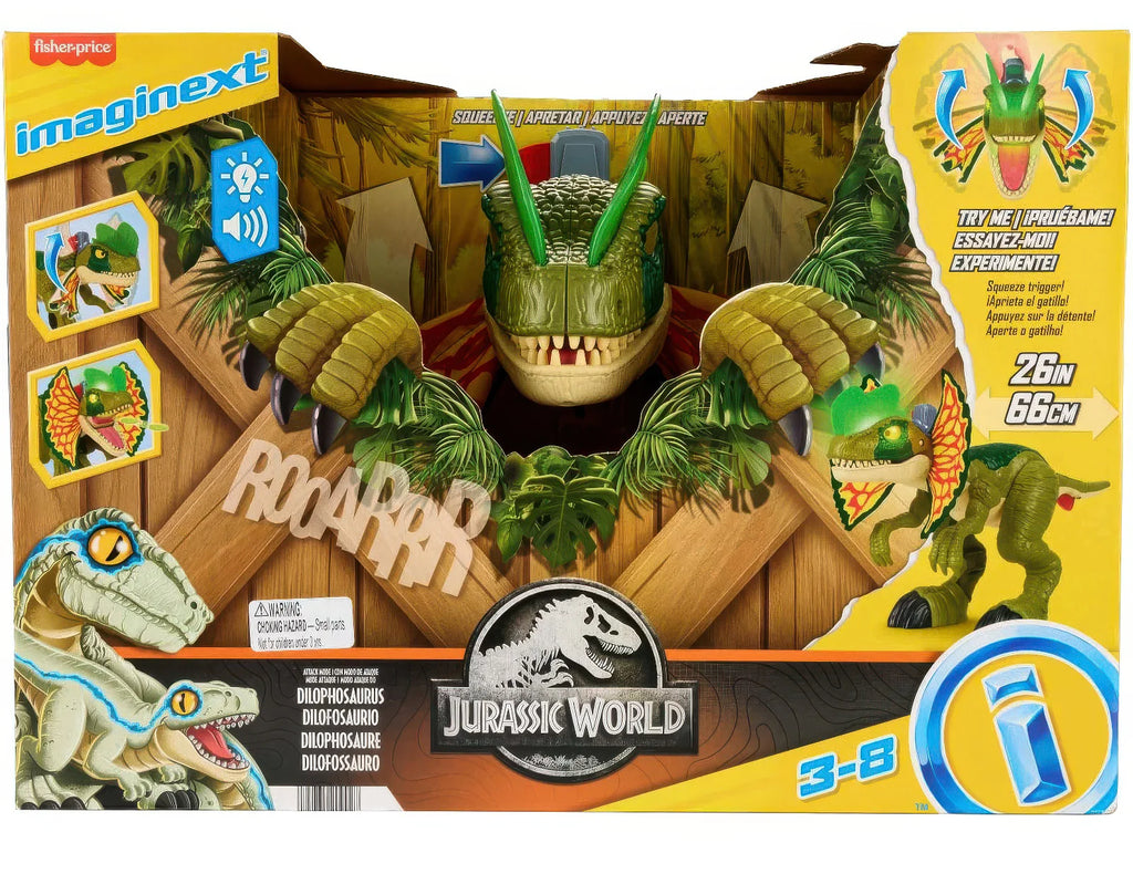 Imaginext Jurassic World Dinosaur 66cm Toy Batting Action Dilophosaurus - TOYBOX Toy Shop