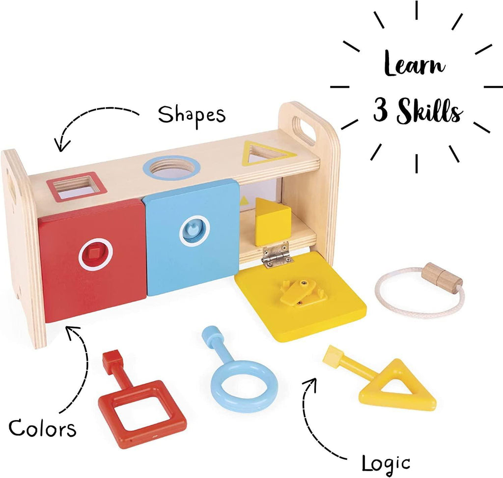 Janod Essentiel Shape Sorter Box With Keys - TOYBOX Toy Shop