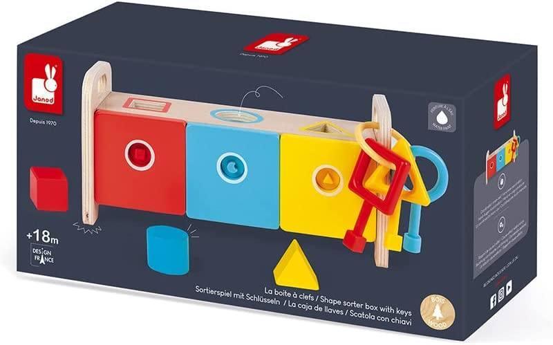 Janod Essentiel Shape Sorter Box With Keys - TOYBOX Toy Shop