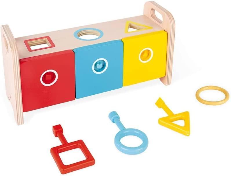 Janod Essentiel Shape Sorter Box With Keys - TOYBOX Toy Shop