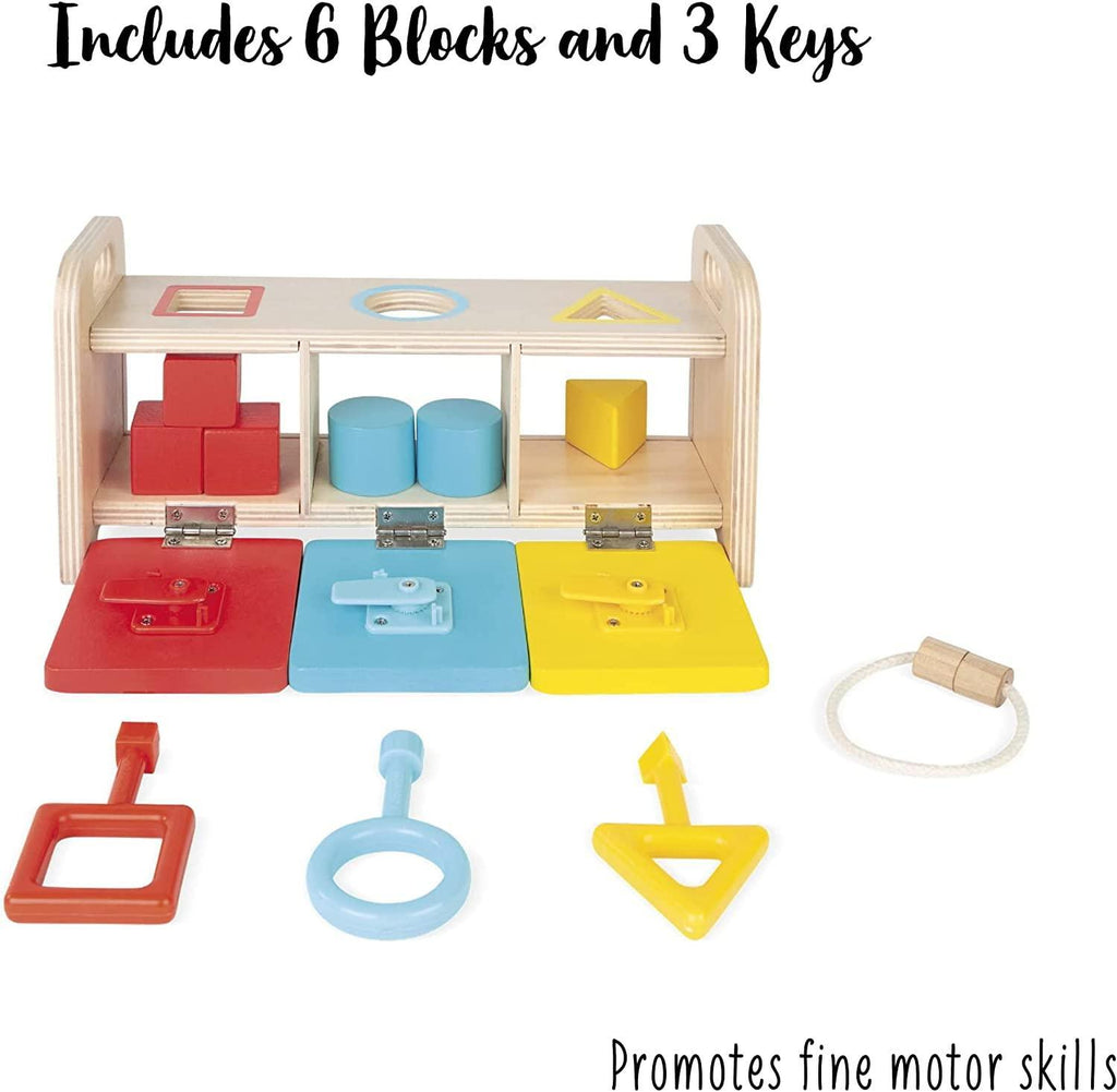 Janod Essentiel Shape Sorter Box With Keys - TOYBOX Toy Shop