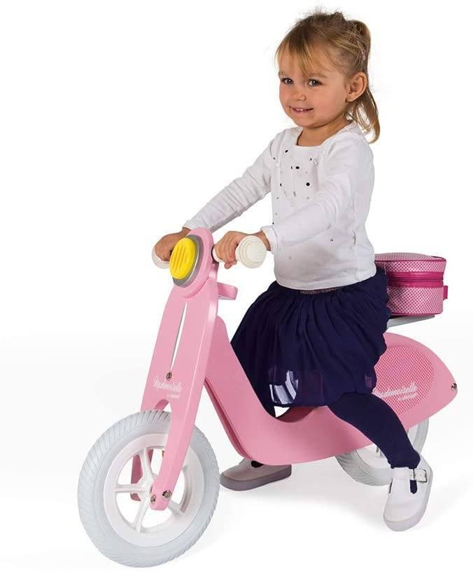 Janod - Mademoiselle Pink Wooden Retro Scooter Balance Bike - TOYBOX Toy Shop