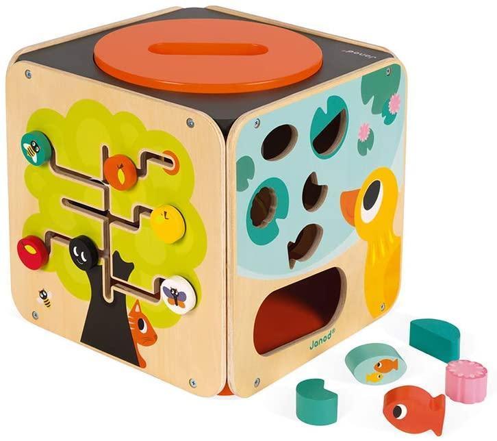 Janod Multi-Activity Wooden Looping Cube Toy - TOYBOX Toy Shop