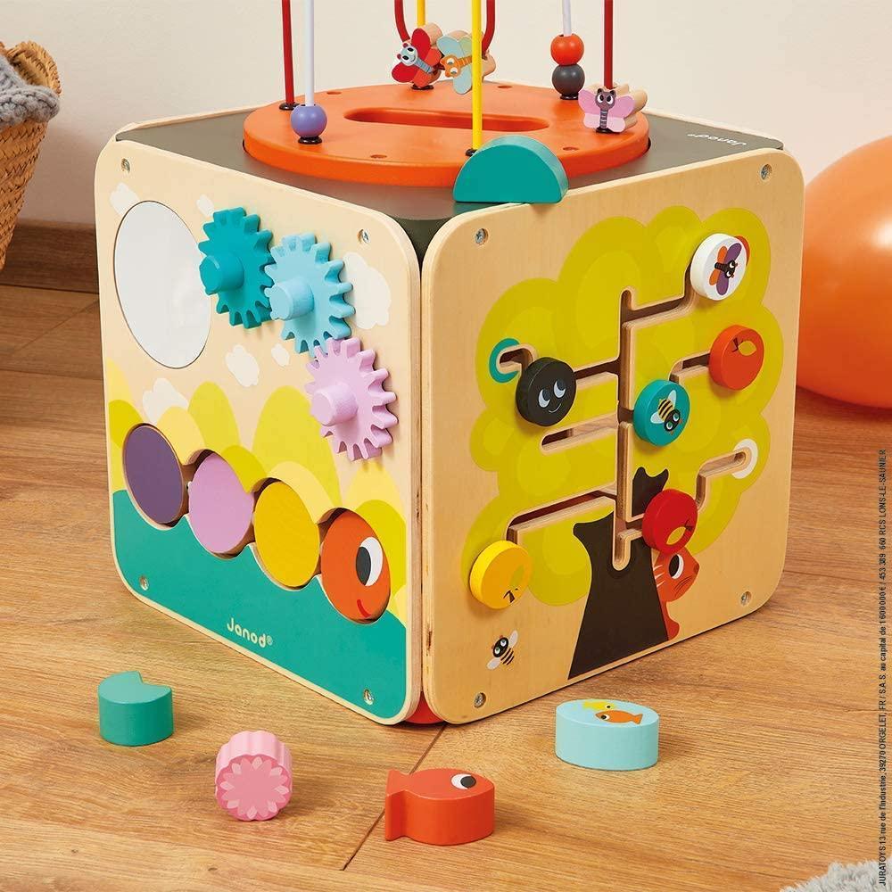 Janod Multi-Activity Wooden Looping Cube Toy - TOYBOX Toy Shop
