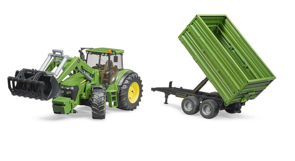 John Deere 7930 With Front Loader And Tandem Axle Transport Trailer - TOYBOX Toy Shop