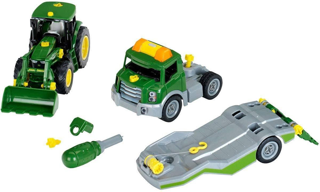 Klein John Deere 6215R With Transporter - TOYBOX Toy Shop