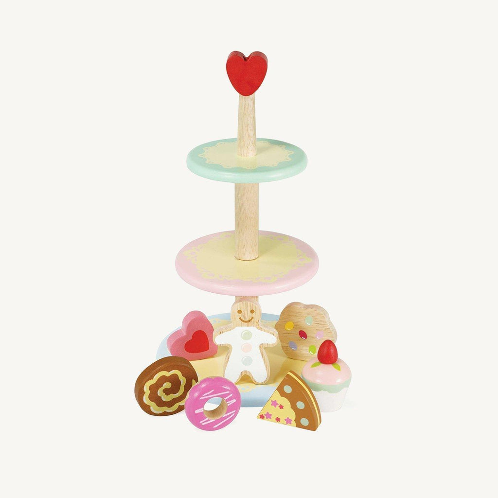 Le Toy Van Honeybake Three-Tier Cake Stand with 7 Cakes - TOYBOX Toy Shop