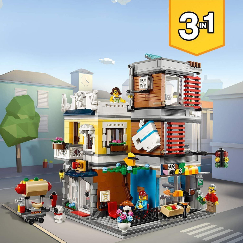 LEGO 31097 CREATOR 3-in-1 Townhouse Pet Shop and Cafe Building Toy Brickset with 3 Minifigures - TOYBOX Toy Shop
