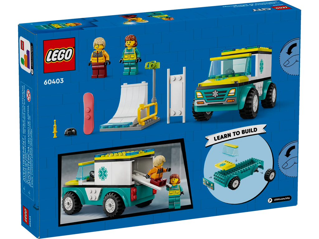 LEGO CITY 60403 Emergency Ambulance and Snowboarder - TOYBOX Toy Shop