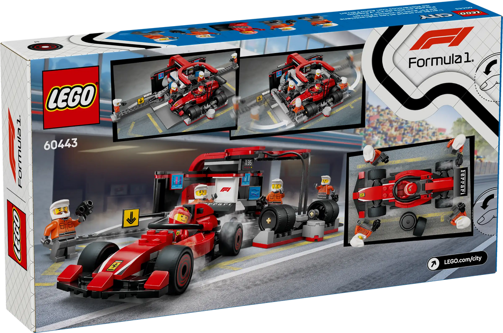 LEGO CITY 60443 F1® Pit Stop & Pit Crew with Ferrari Car - TOYBOX Toy Shop