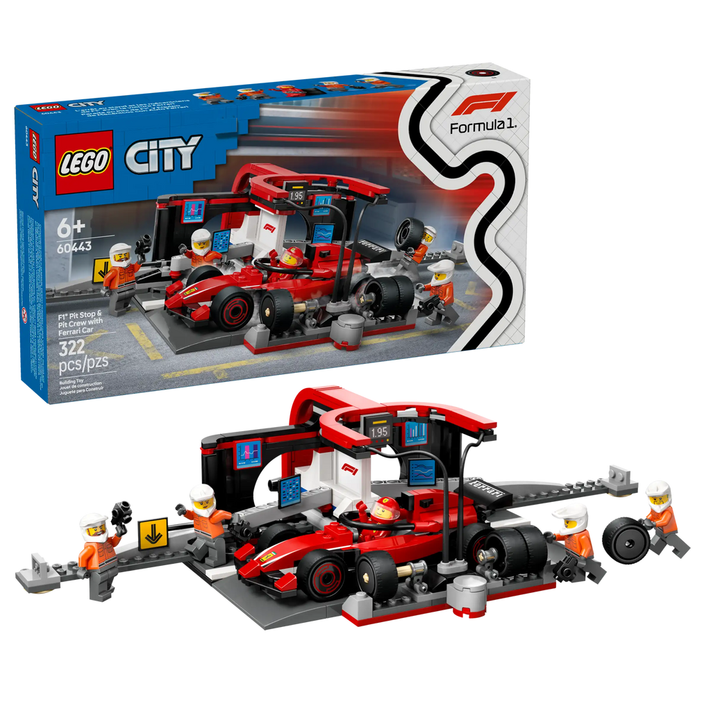 LEGO CITY 60443 F1® Pit Stop & Pit Crew with Ferrari Car - TOYBOX Toy Shop