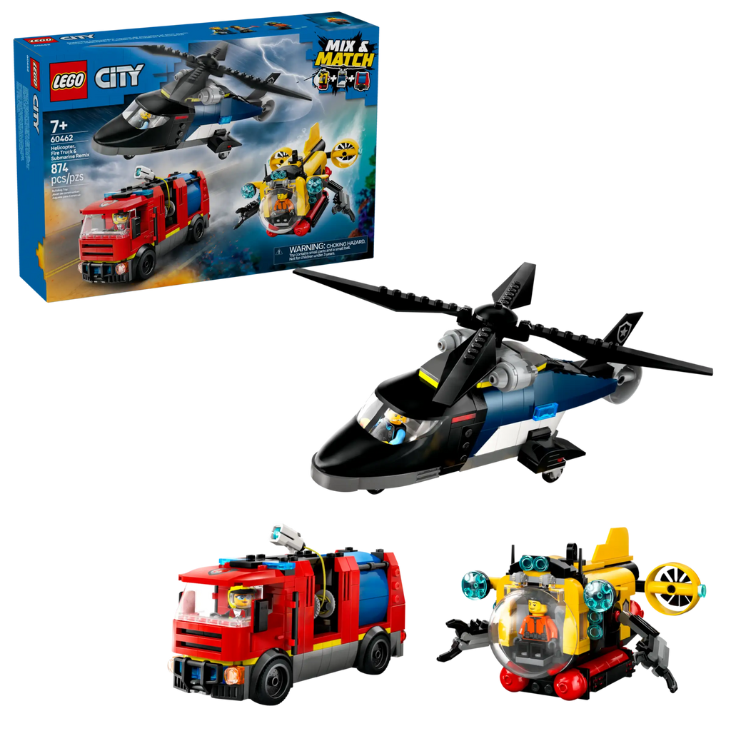 LEGO CITY 60462 Helicopter, Fire Truck & Submarine Remix - TOYBOX Toy Shop