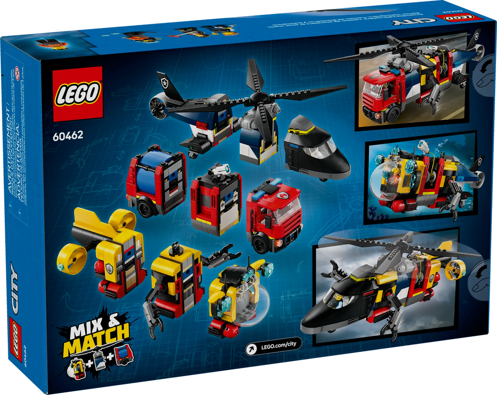 LEGO CITY 60462 Helicopter, Fire Truck & Submarine Remix - TOYBOX Toy Shop