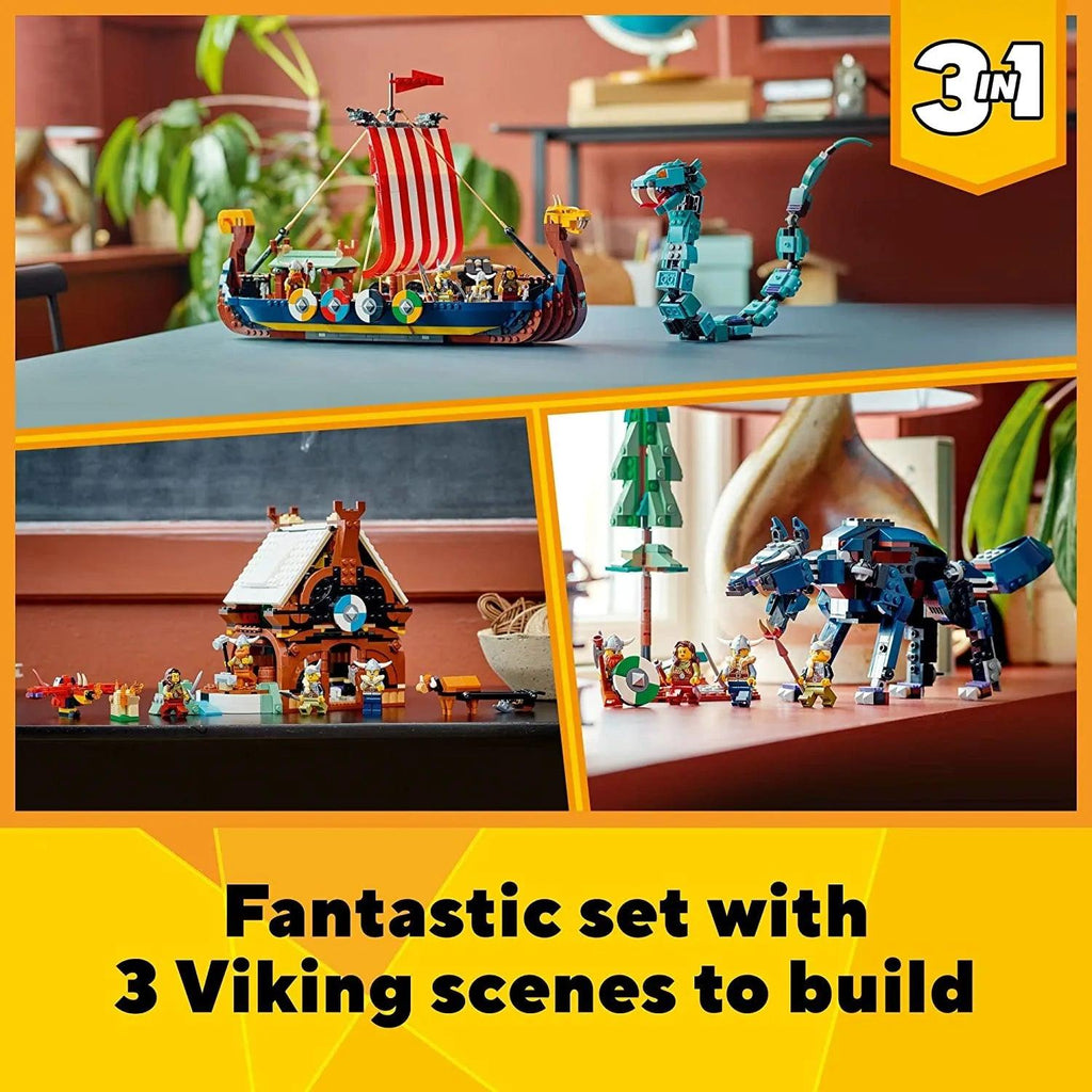 LEGO CREATOR 3in1 31132 Viking Ship and the Midgard Serpent - TOYBOX Toy Shop