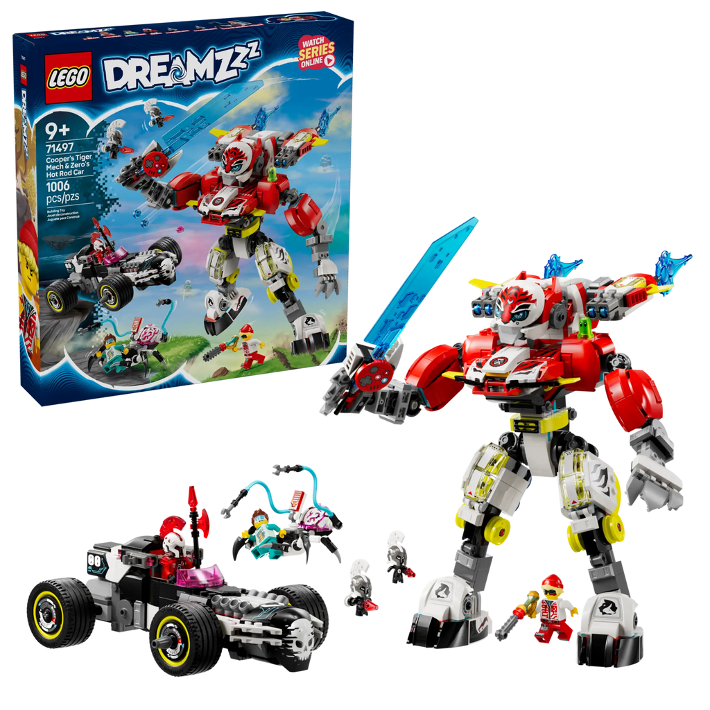 LEGO DREAMZZZ 71497 Cooper's Tiger Mech & Zero's Hot Rod Car - TOYBOX Toy Shop