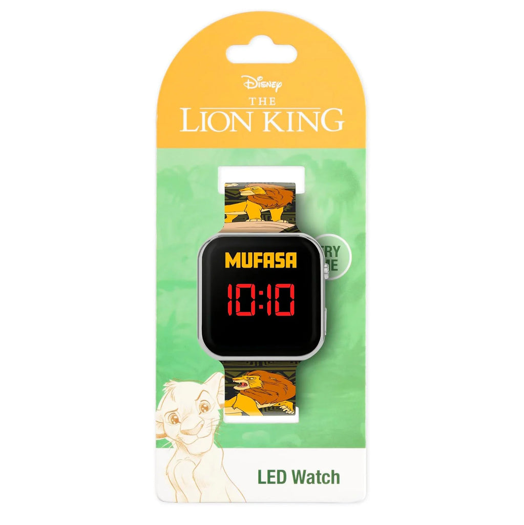 Lion King Mufasa Kids Black Silicone Strap LED Digital Watch - TOYBOX Toy Shop