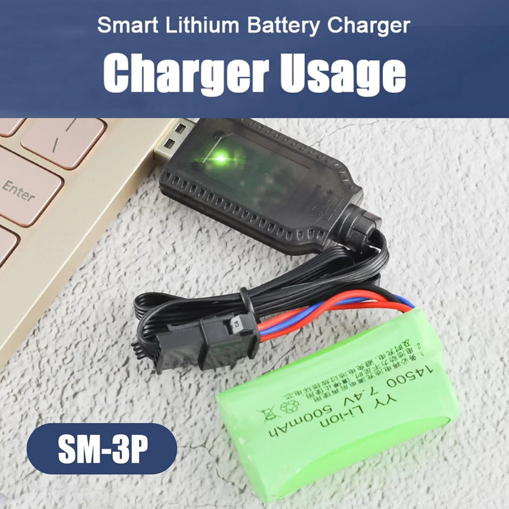 Lithium USB Battery Charger 7.4V 1000mA 3-Pin - TOYBOX Toy Shop