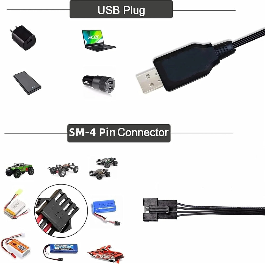 Lithium USB Battery Charger 7V 500mA 4-PIN - TOYBOX Toy Shop