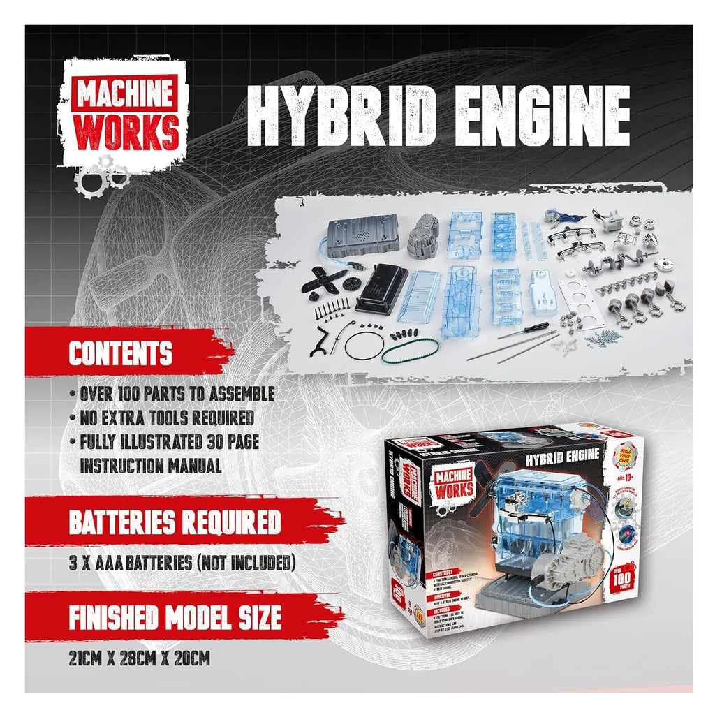 Machine Works 4 Cylinder Hybrid Engine Building Kit - TOYBOX Toy Shop