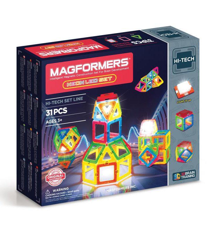 Magformers Neon LED 31 Pieces Hi-Tech Construction Set - TOYBOX Toy Shop