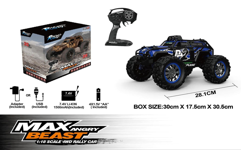 MAX Angry Beast 4WD Remote Control Rally Monster Truck - TOYBOX Toy Shop
