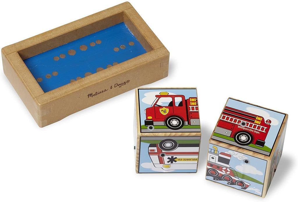 Melissa & Doug 11272 Vehicles Sound Blocks 6-in-1 Puzzle With Wooden Tray - TOYBOX Toy Shop