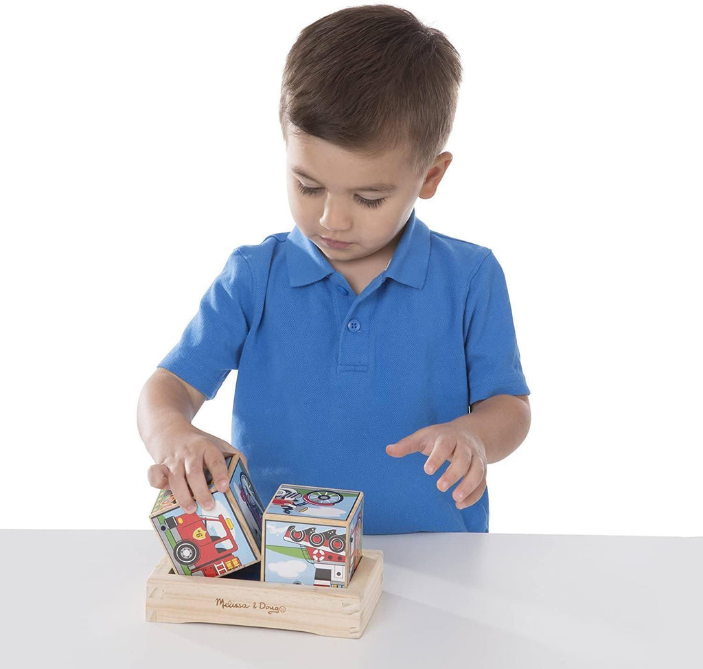 Melissa & Doug 11272 Vehicles Sound Blocks 6-in-1 Puzzle With Wooden Tray - TOYBOX Toy Shop