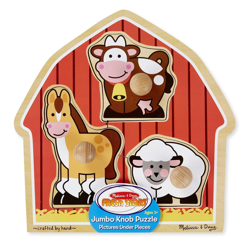 Melissa & Doug 12054 Barnyard Animals Jumbo Knob Puzzle - 3 Pieces - TOYBOX Toy Shop