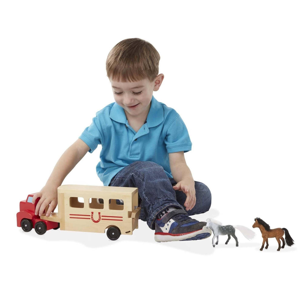 Melissa & Doug 14097 Horse Box Wooden Vehicles Play Set - TOYBOX Toy Shop