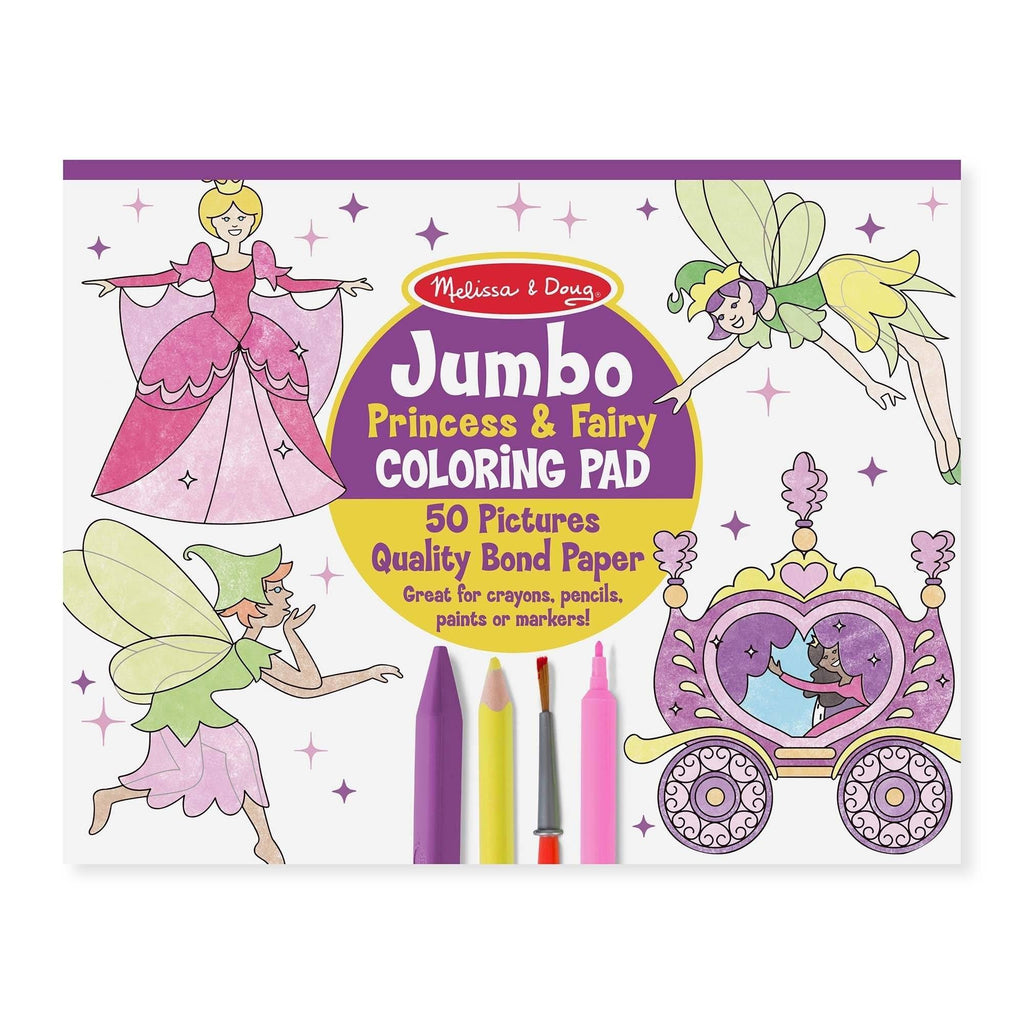 Melissa & Doug 14263 Jumbo Colouring Pad - Princess & Fairy - TOYBOX Toy Shop