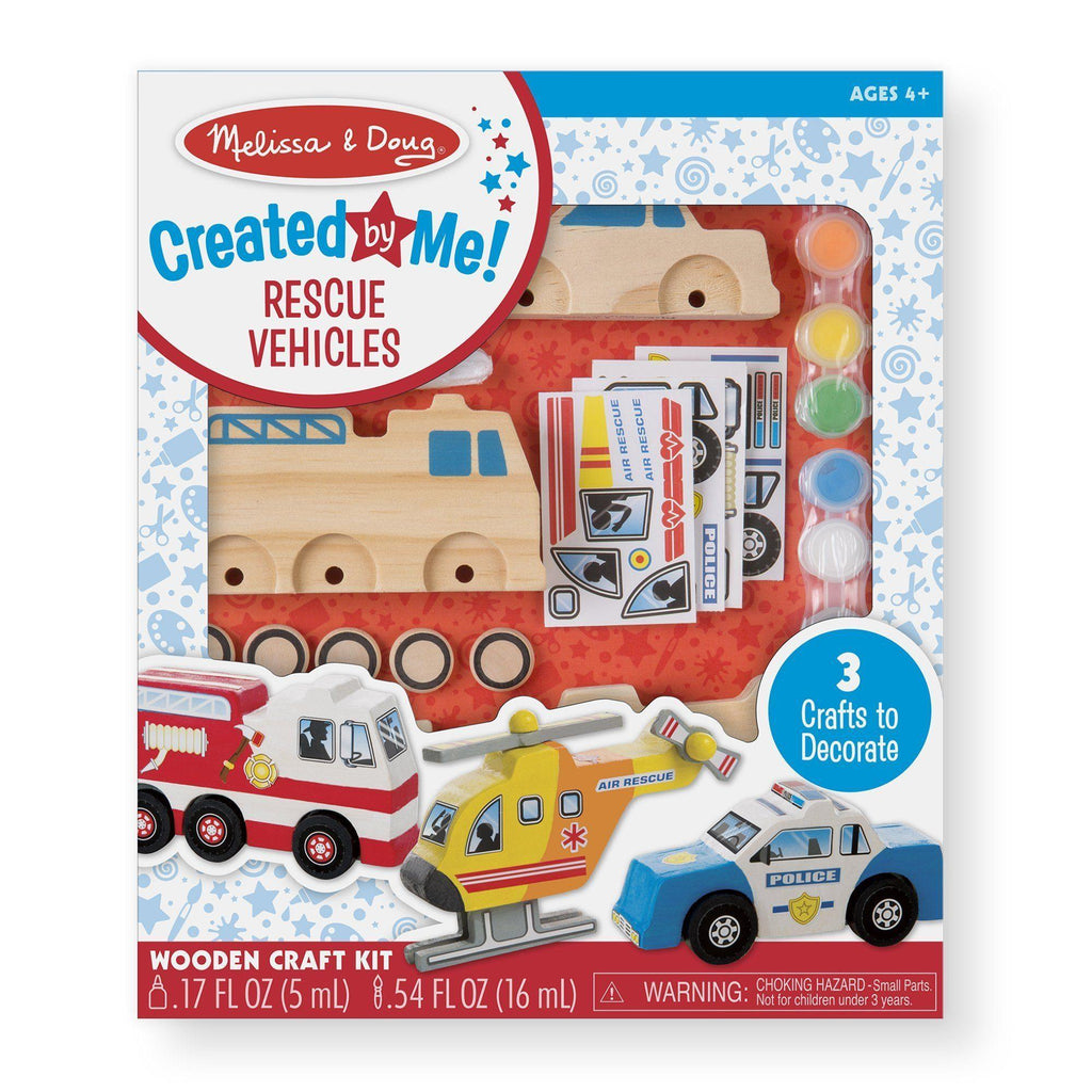 Melissa & Doug 19528 Created by Me! Rescue Vehicles Wooden Craft Kit - TOYBOX Toy Shop