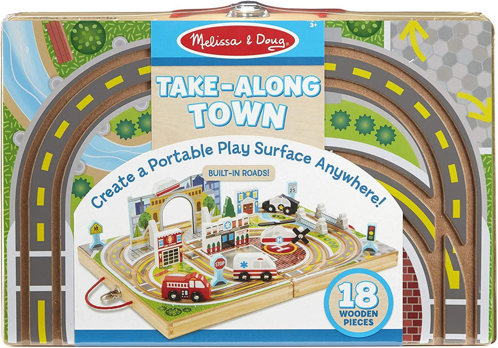 Melissa & Doug 40141 Wooden Take-Along Tabletop Town 18-Piece - TOYBOX Toy Shop