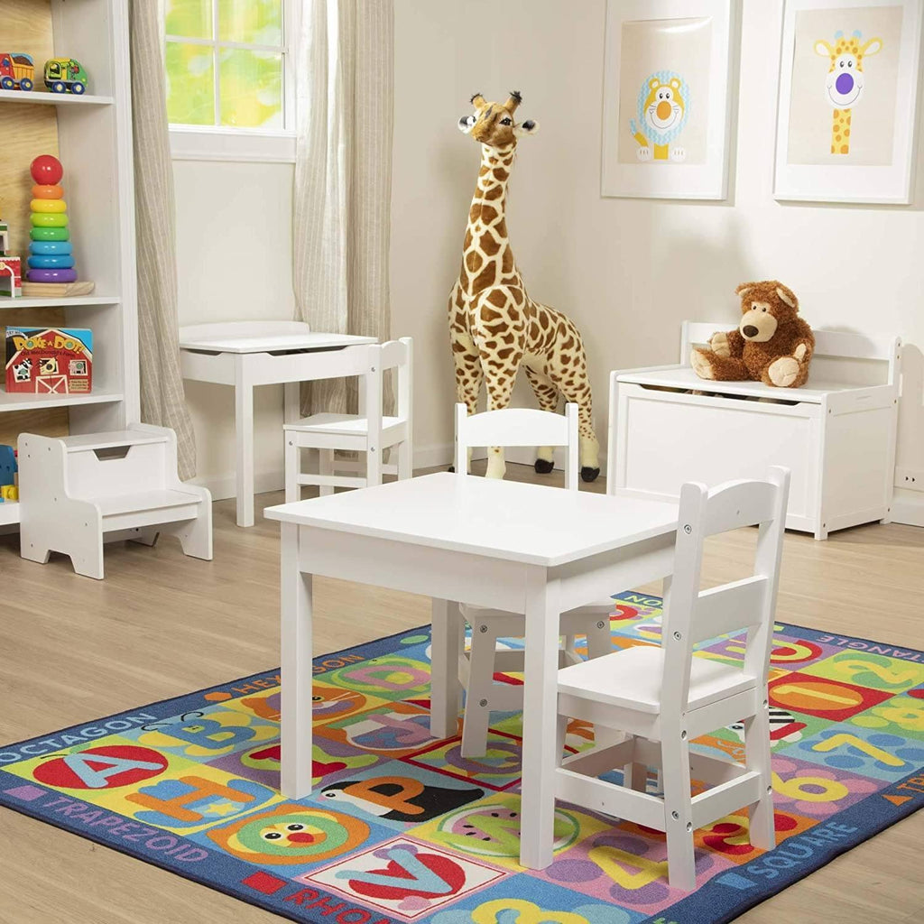 Melissa & Doug 40225 Solid Wood Table & Chairs - White - TOYBOX Toy Shop