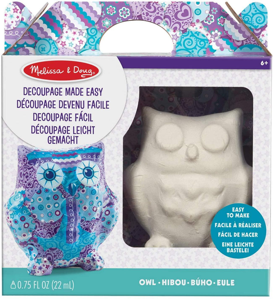 Melissa & Doug 40306 Decoupage Made Easy Owl Paper Mache Craft Kit - TOYBOX Toy Shop