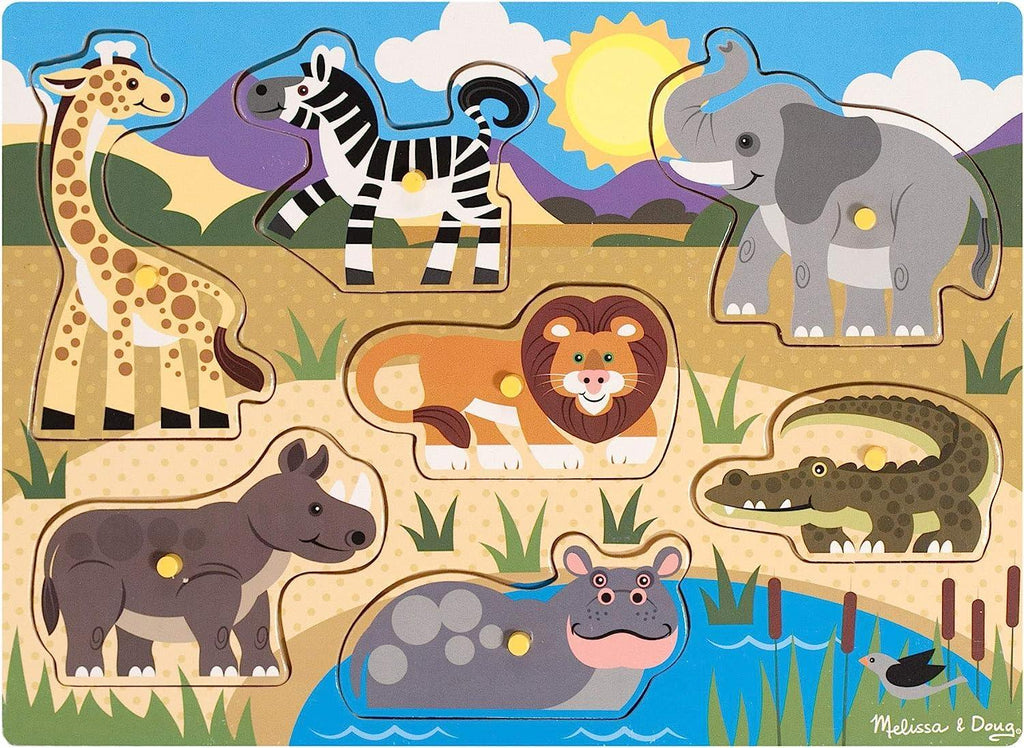 Melissa & Doug Animals Mini-Puzzle Pack & Wooden Toy Peg Puzzle - TOYBOX Toy Shop