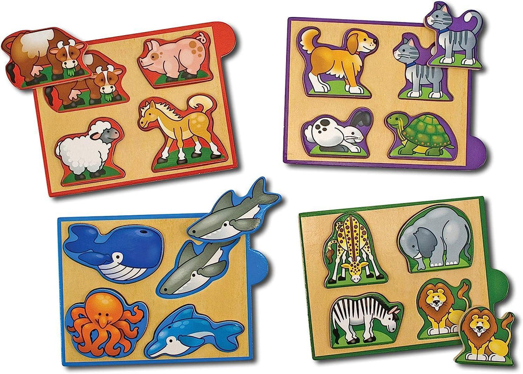 Melissa & Doug Animals Mini-Puzzle Pack & Wooden Toy Peg Puzzle - TOYBOX Toy Shop