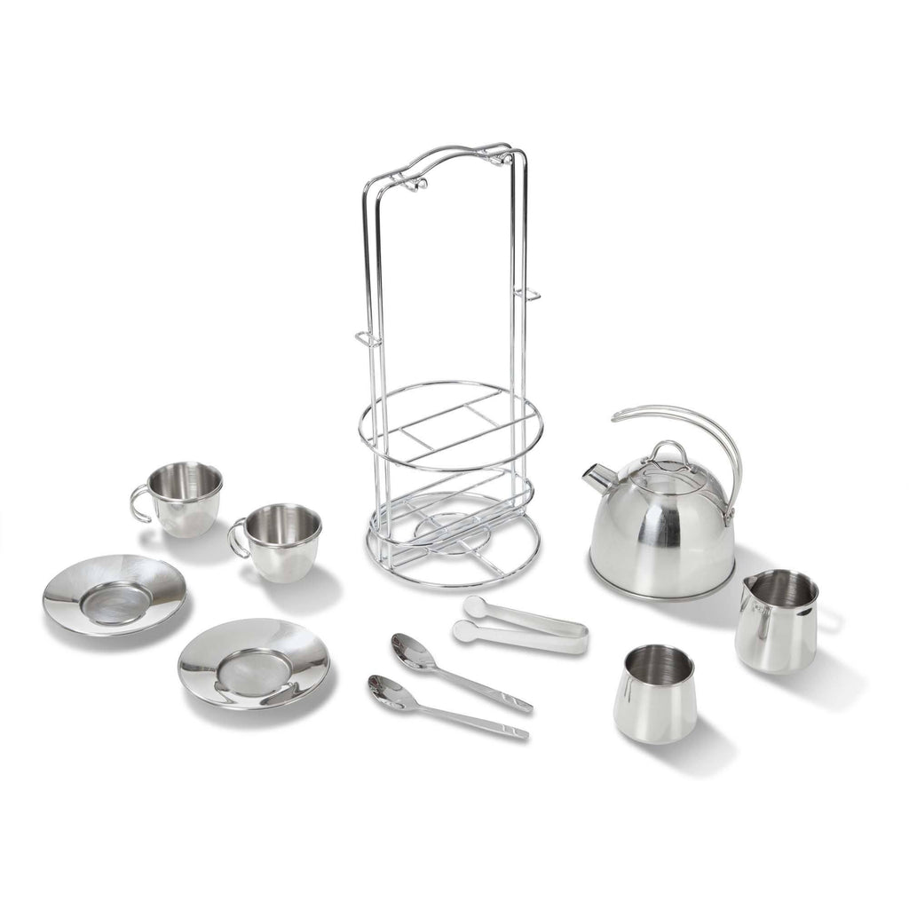 Melissa & Doug Stainless Steel Tea Set and Storage Stand - TOYBOX Toy Shop