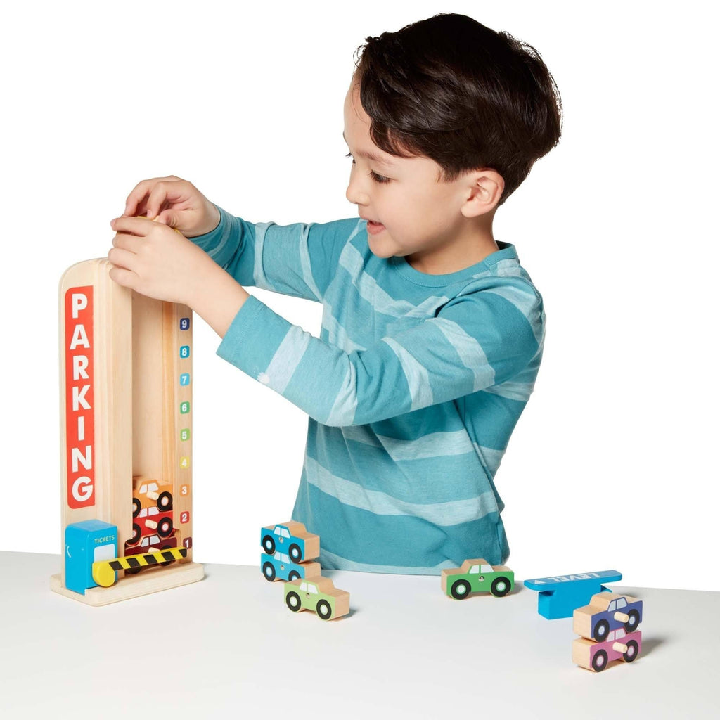 Melissa & Doug Wooden Stack & Count Parking Garage - TOYBOX Toy Shop