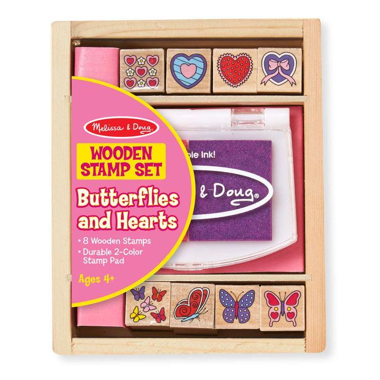 Melissa & Doug Wooden Stamp Set - Butterfly & Hearts - TOYBOX Toy Shop