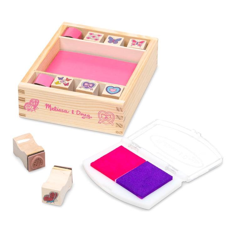 Melissa & Doug Wooden Stamp Set - Butterfly & Hearts - TOYBOX Toy Shop