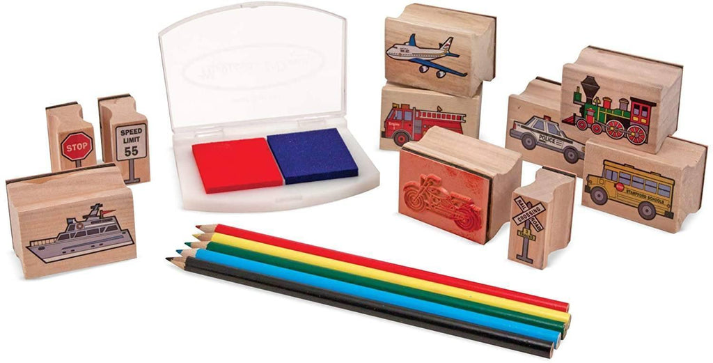 Melissa & Doug Wooden Stamp Set - Vehicles - TOYBOX Toy Shop